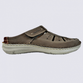 Chaussures Josef Seibel, chaussures ouvertes à velcro homme en cuir gris