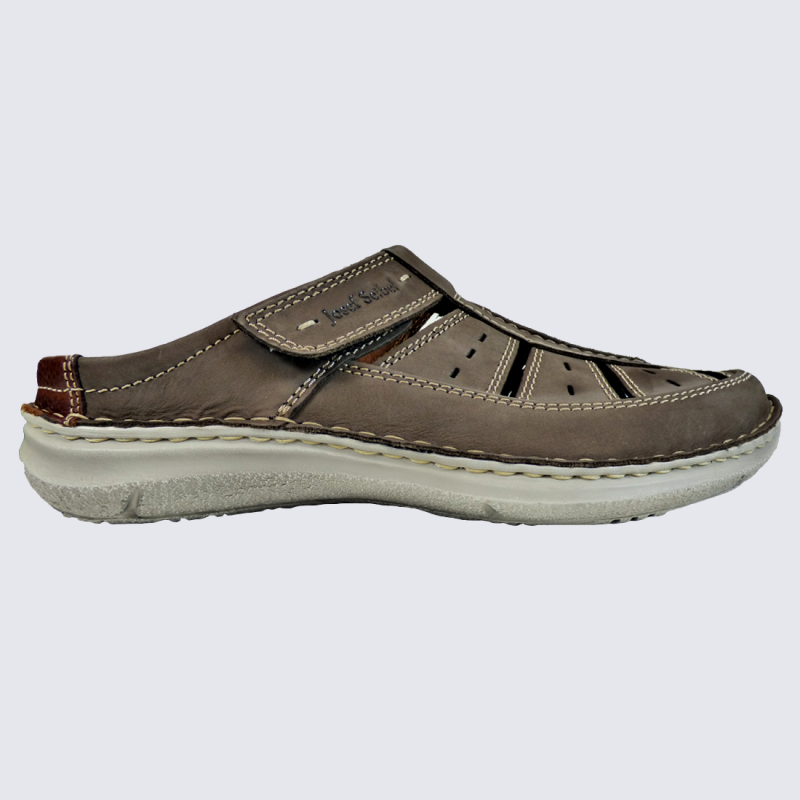 Chaussures Josef Seibel, chaussures ouvertes à velcro homme en cuir gris