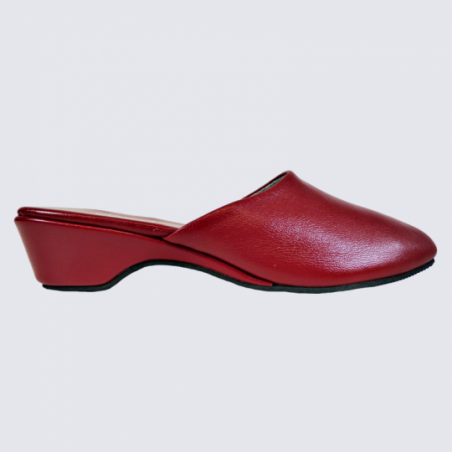 Mules Erel, mules à talons femme en cuir rouge