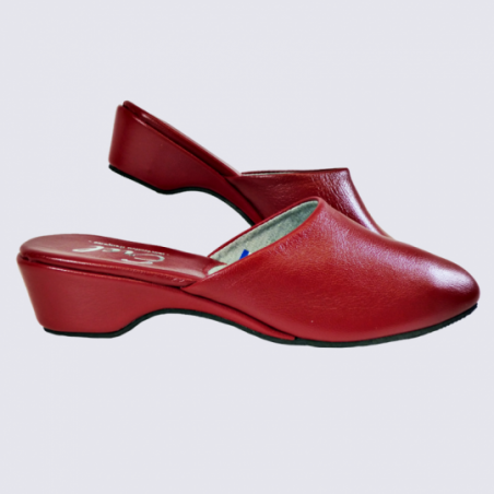 Mules Erel, mules à talons femme en cuir rouge