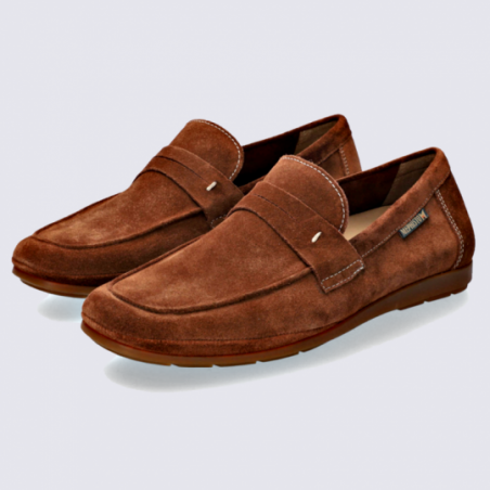 Mocassins Mephisto, mocassins tendances homme en cuir velours brun