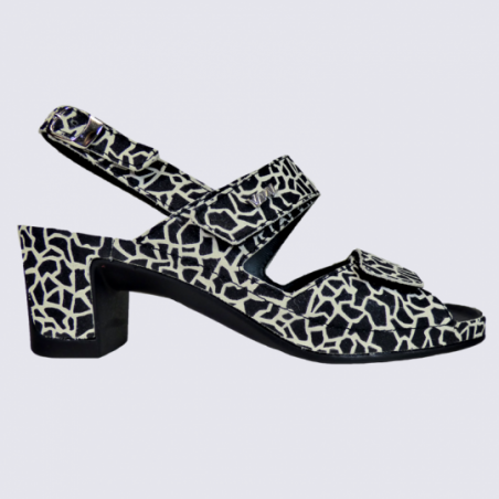 Sandales Vital, sandales tendances femme en cuir noir girafe