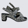 Sandales Vital, sandales tendances femme en cuir noir girafe Sandales Vital, sandales tendances femme en cuir noir girafe