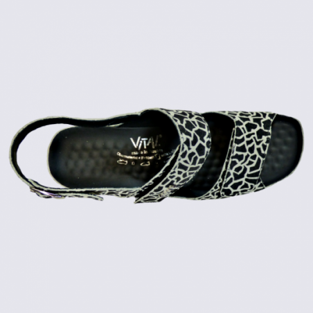 Sandales Vital, sandales tendances femme en cuir noir girafe