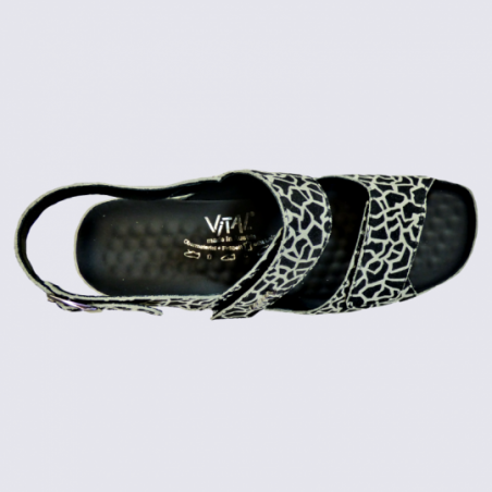 Sandales Vital, sandales tendances femme en cuir noir girafe Sandales Vital, sandales tendances femme en cuir noir girafe