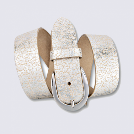 Ceinture Bernd Götz, ceinture élégante femme en cuir beige argent