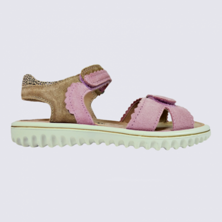 Sandales Superfit, sandales tendances filles en cuir rose beige
