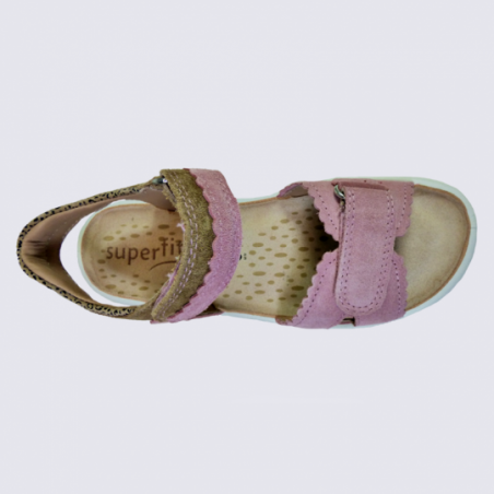 Sandales Superfit, sandales tendances filles en cuir rose beige