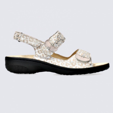 Sandales Mobils, sandales confortables femme en cuir sable clair