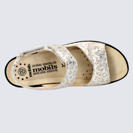 Sandales Mobils, sandales confortables femme en cuir sable clair