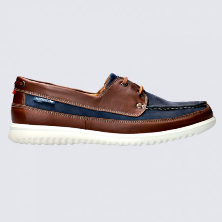 Chaussures Mephisto, chaussures bateau homme en cuir navy