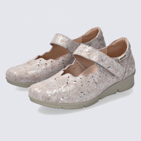 Ballerines Mephisto, ballerines perforées femme en cuir sable clair