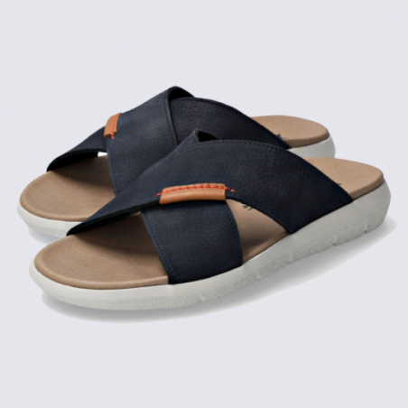 Mules Mephisto, mules confortables et tendances homme en cuir navy