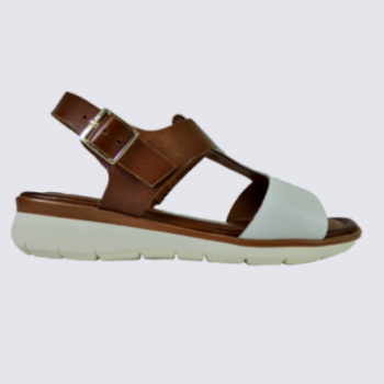 Sandales Ara, sandales tendances femme en cuir blanc cognac