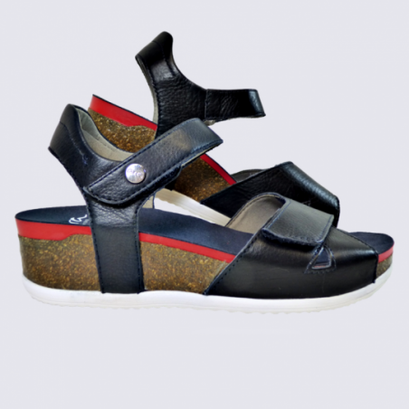 Sandales Ara, sandales compensées femme en cuir bleu Sandales Ara, sandales compensées femme en cuir bleu
