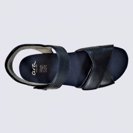 Sandales Ara, sandales compensées femme en cuir bleu Sandales Ara, sandales compensées femme en cuir bleu