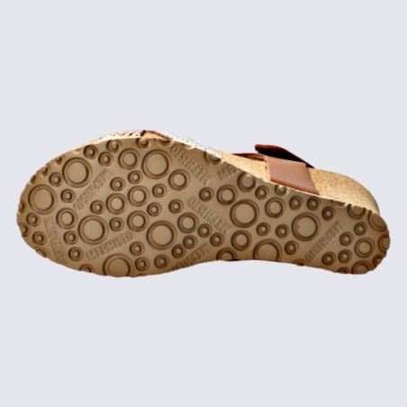 Sandales Mephisto, sandales compensées femme en cuir sable clair