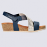 Sandales Mephisto, sandales compensées femme en cuir navy Sandales Mephisto, sandales compensées femme en cuir navy