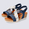 Sandales Mephisto, sandales compensées femme en cuir navy Sandales Mephisto, sandales compensées femme en cuir navy