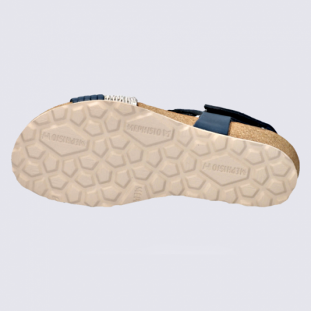 Sandales Mephisto, sandales compensées femme en cuir navy Sandales Mephisto, sandales compensées femme en cuir navy