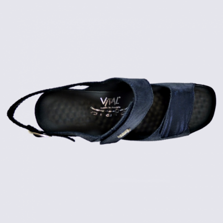 Sandales Vital, sandales tendances femme en cuir bleu scandale
