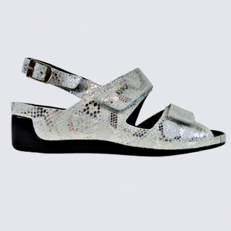 Sandales Vital, sandales tendances et confortables femme en cuir serpent blanc