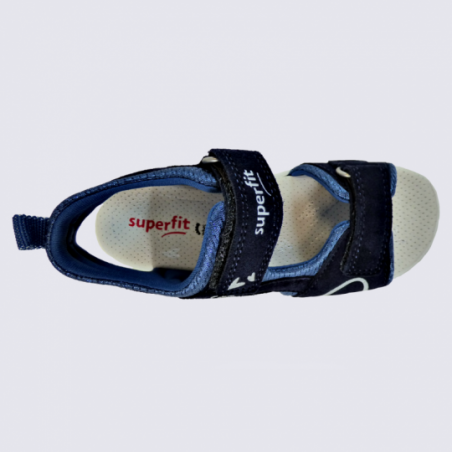 Sandales Superfit, sandales filles en cuir bleu