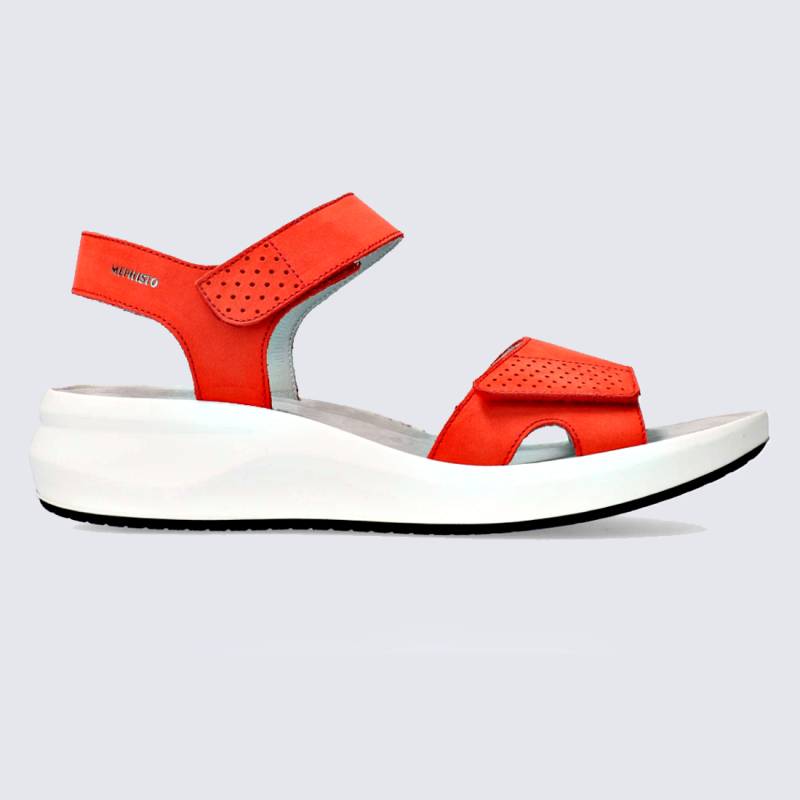 Sandales Mephisto, sandales confortables femme en cuir rouge