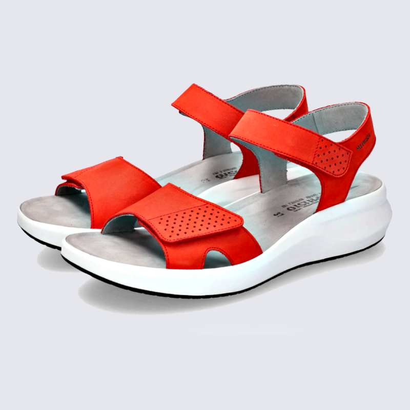 Sandales Mephisto, sandales confortables femme en cuir rouge