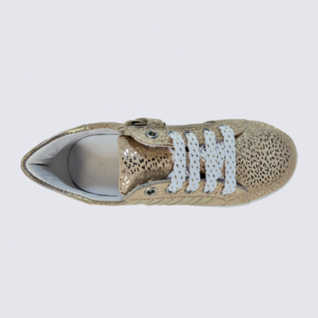 Baskets Bellamy, baskets tendances filles en cuir beige dore