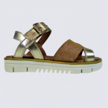 Sandales Bellamy, sandales à paillettes filles en cuir or caramel