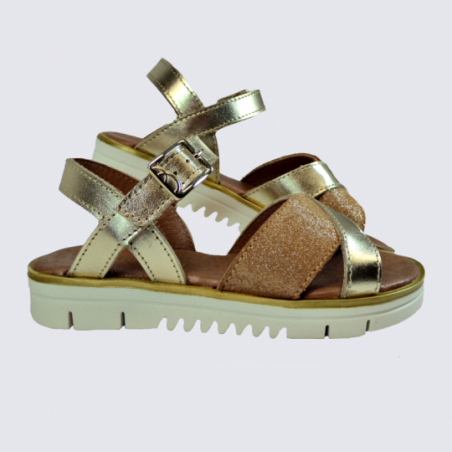 Sandales Bellamy, sandales à paillettes filles en cuir or caramel Sandales Bellamy, sandales à paillettes filles en cuir or caramel