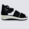 Sandales Ara, sandales compensées femme en cuir et textile noir Sandales Ara, sandales compensées femme en cuir et textile noir