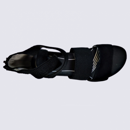 Sandales Ara, sandales compensées femme en cuir et textile noir