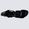 Sandales Ara, sandales compensées femme en cuir et textile noir Sandales Ara, sandales compensées femme en cuir et textile noir
