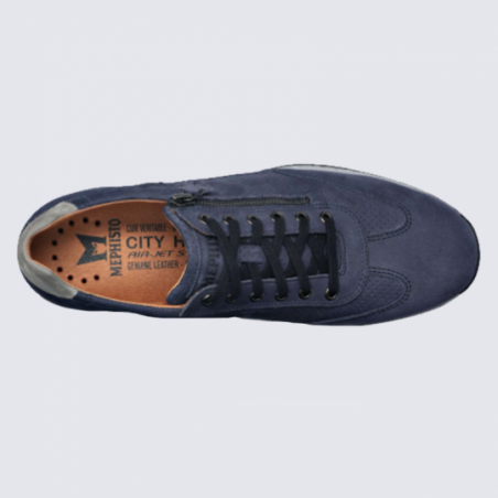 Baskets Mephisto, baskets élégantes homme en cuir navy