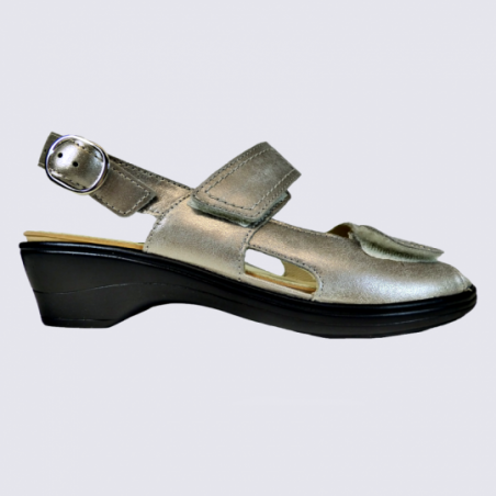 Sandales Waldlaufer, sandales confortables femme en cuir pierre