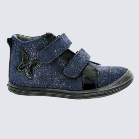 Chaussures Bellamy, chaussures à velcro filles en cuir marine