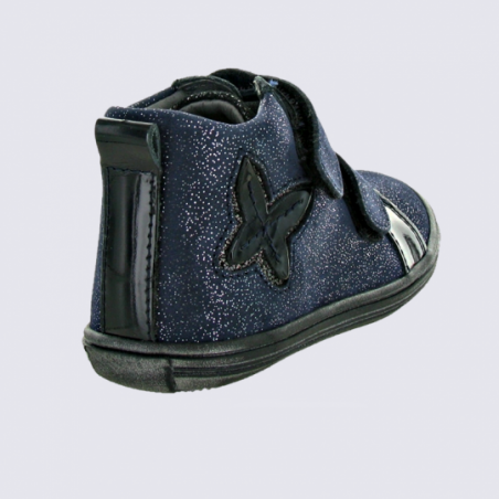 Chaussures Bellamy, chaussures à velcro filles en cuir marine