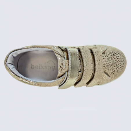 Baskets Bellamy, baskets tendances à velcros filles en cuir beige dore Baskets Bellamy, baskets tendances à velcros filles en cuir beige dore