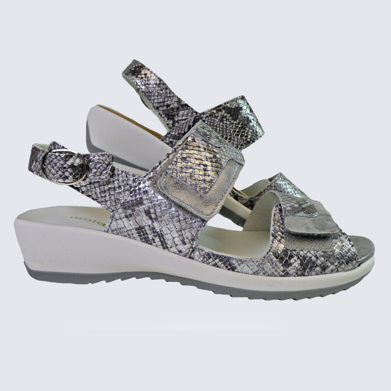 Sandales Waldlaufer, sandales confortables femme en cuir asphalte