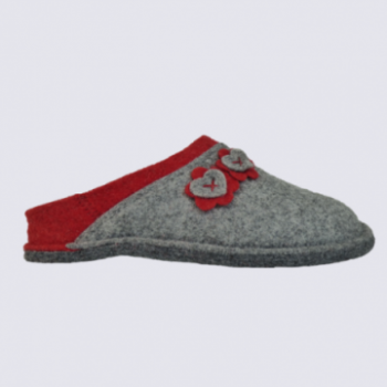 Mules Rohde, mules femme en laine grise et cerise