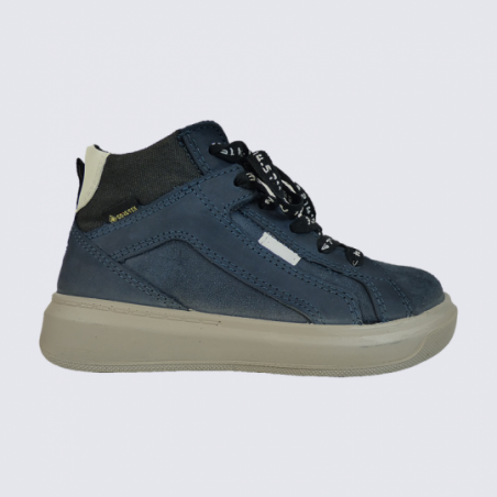 Chaussures Superfit, chaussures montantes à zip garçons bi-matières bleu