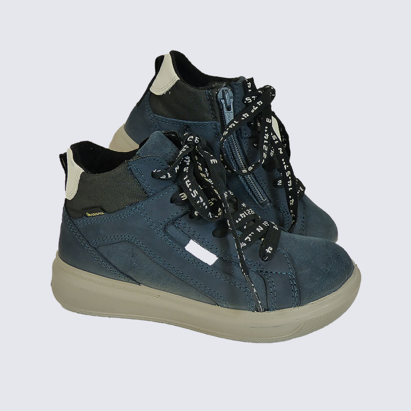 Chaussures Superfit, chaussures montantes à zip garçons bi-matières bleu