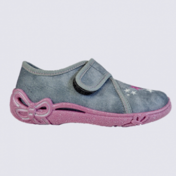 Chaussons pour fille Superfit à velcro motif étoile rose et gris