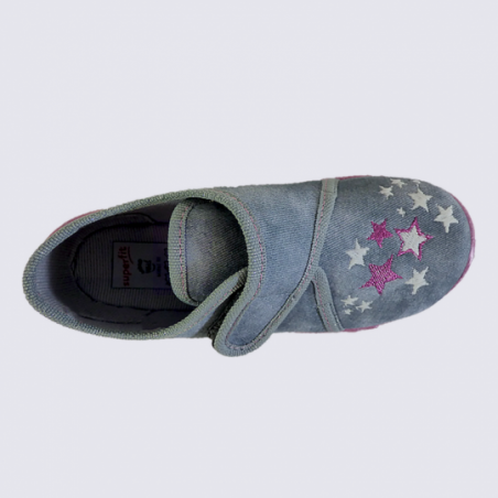 Chaussons pour fille Superfit à velcro motif étoile rose et gris