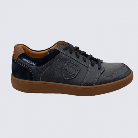 Baskets Mephisto, baskets basses homme en daim et cuir navy