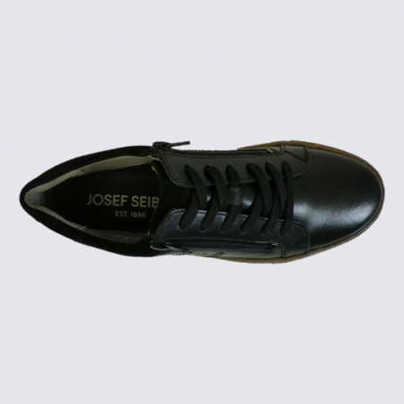 Baskets Josef Seibel, baskets tendances homme en cuir lisse noir