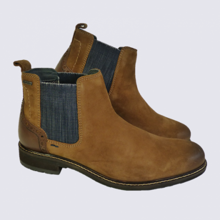 Bottines Chelsea Josef Seibel, bottines casual pour homme en cuir camel