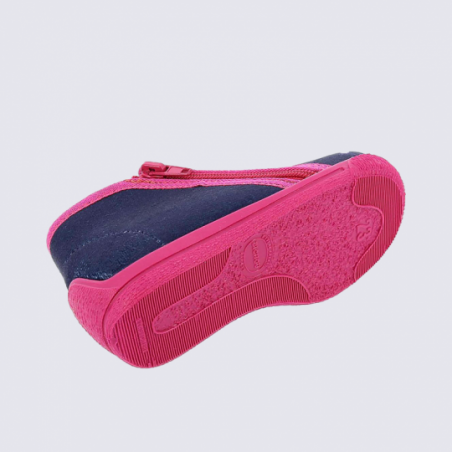 Chaussons Bellamy, chaussons bébé fille motif lune marine